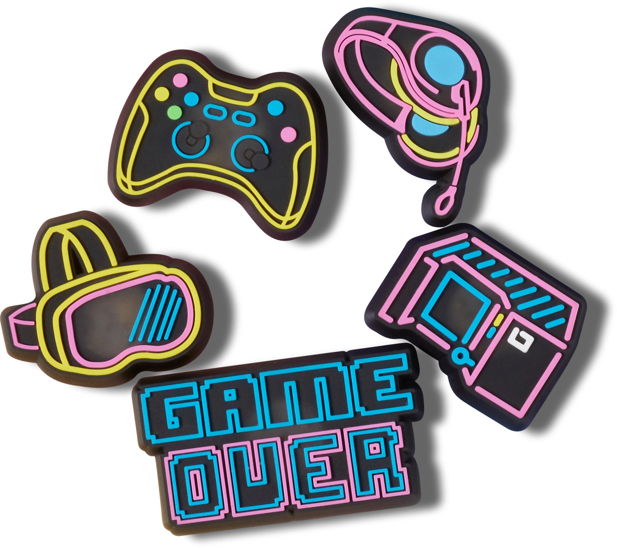 10012094 Lights Up Neon Gamer 5Pk Jibbitz