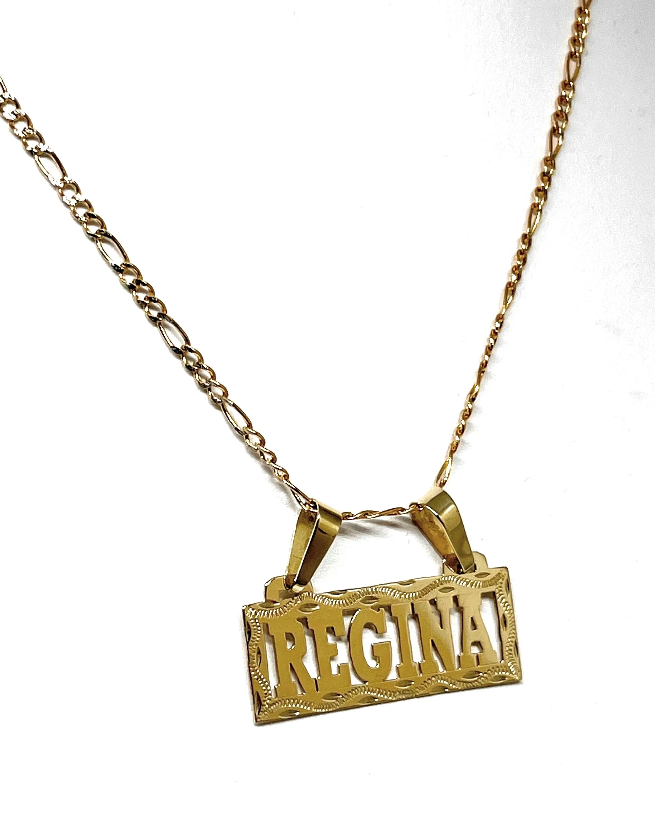 10k Solid Gold Custom BLOCK ELEGANT SQUARE Nameplate Pendant Necklace with Chain Options