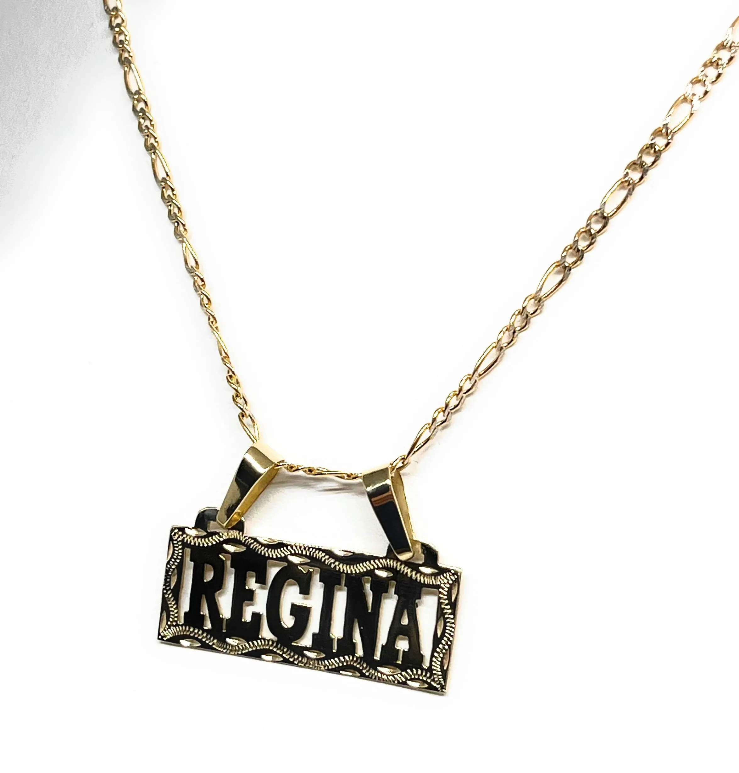 10k Solid Gold Custom BLOCK ELEGANT SQUARE Nameplate Pendant Necklace with Chain Options