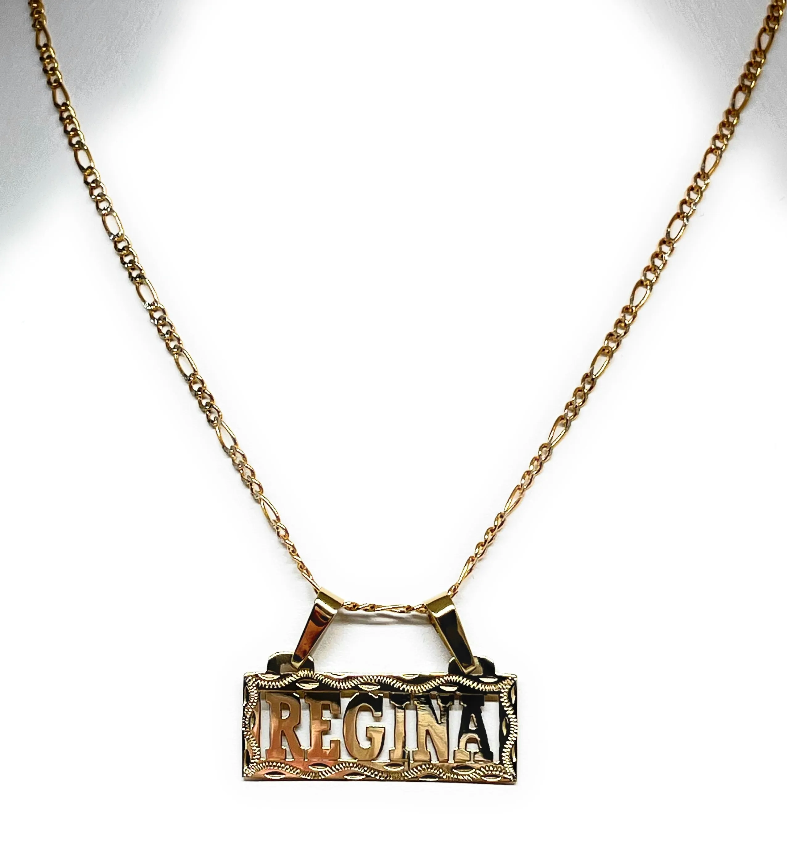 10k Solid Gold Custom BLOCK ELEGANT SQUARE Nameplate Pendant Necklace with Chain Options