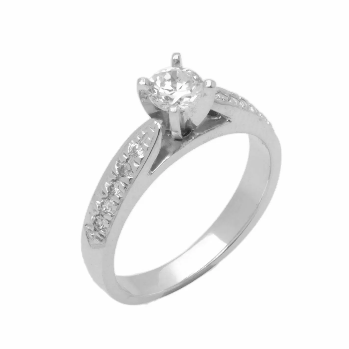 14k Solid Gold Elegant Ladies Modern Prong With Cathedral Solitaire Ring D2135v