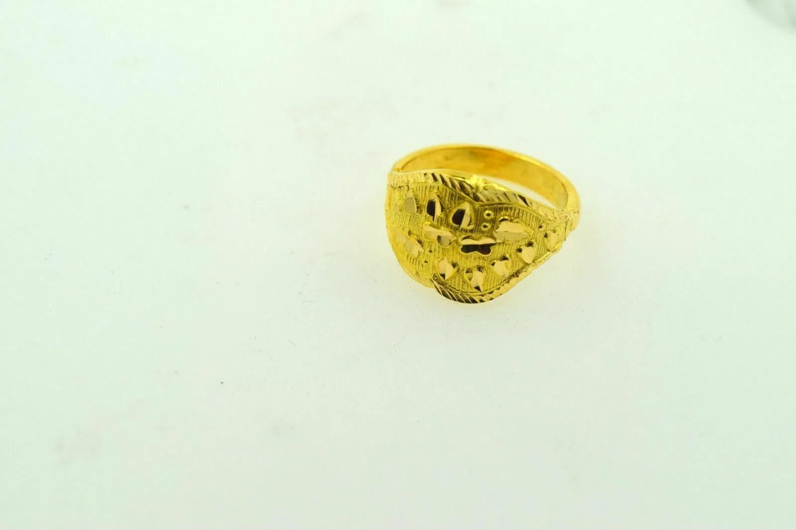 22k Ring Solid Gold ELEGANT STONE Ring with Diamond Cut RESIZABLE R408 size mf