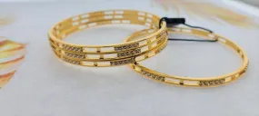 22k Solid Gold Elegant Minimalist Bangle with stones fdbg069