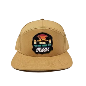 Beach Vibes 7 Panel Twill Camper Style Leather Strap Back (Biscuit)