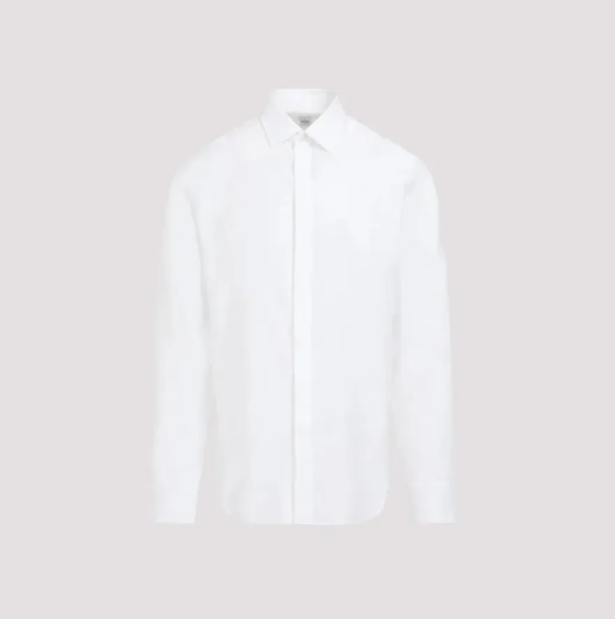 Berluti  |Silk Long Sleeves Cotton Logo Front Button Luxury Shirts