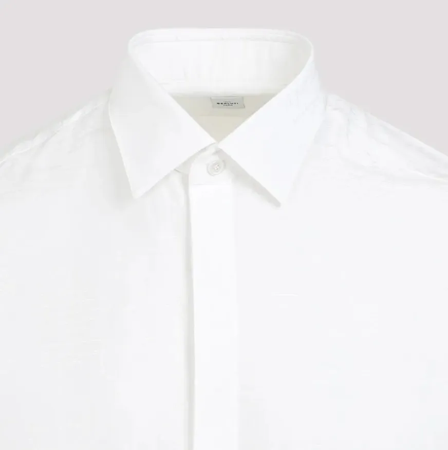 Berluti  |Silk Long Sleeves Cotton Logo Front Button Luxury Shirts