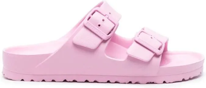 Birkenstock Arizona logo-buckle slides Pink