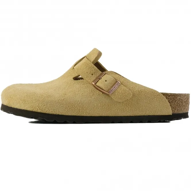 Birkenstock Womens Boston Suede Leather - Latte Cream