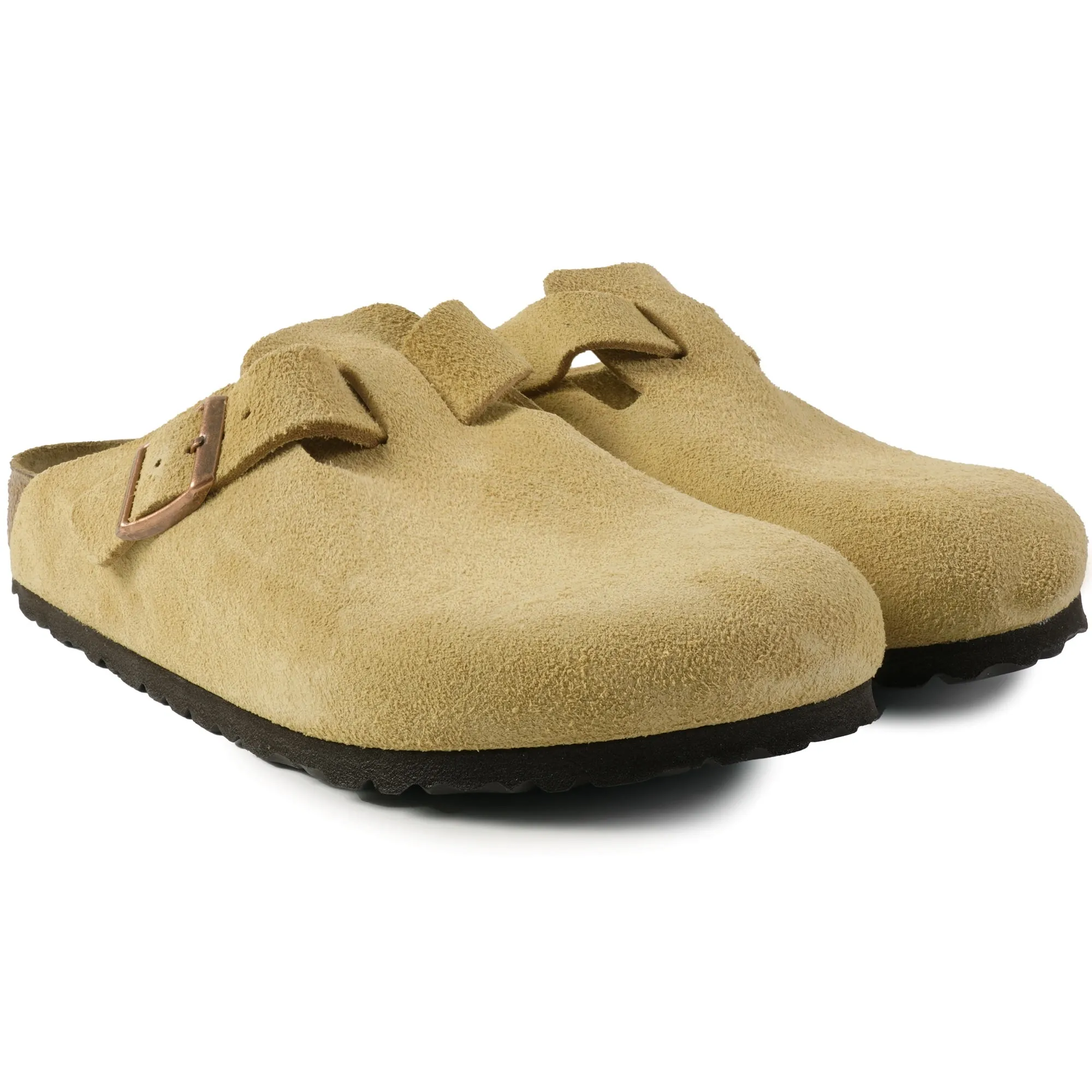 Birkenstock Womens Boston Suede Leather - Latte Cream