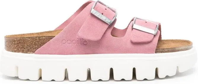 Birkenstock x Papillio Arizona Chunky suede sandals Pink