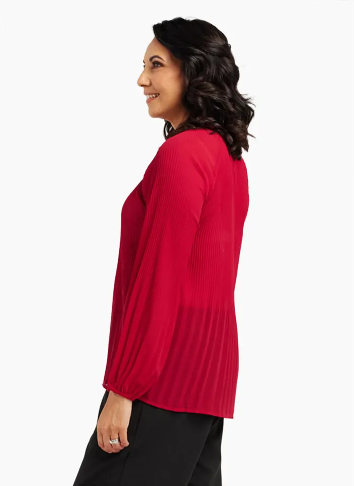 Blackstone Clothing Plain pleated top-Rasberry