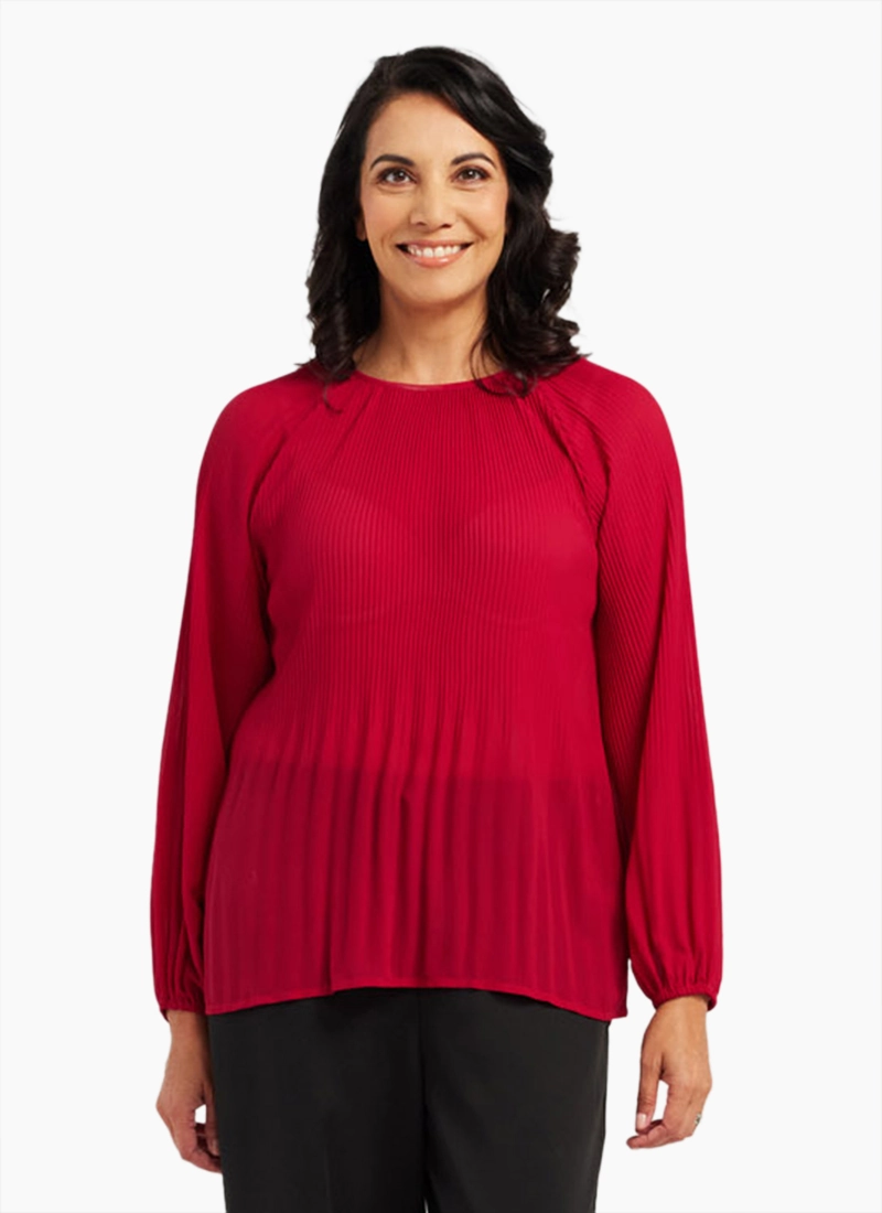 Blackstone Clothing Plain pleated top-Rasberry