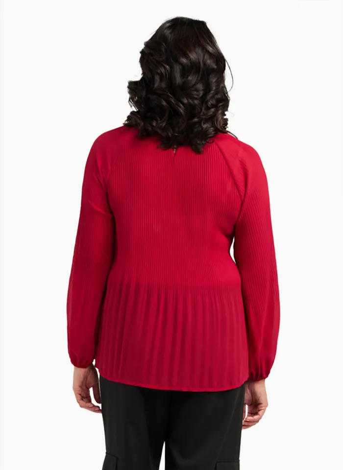 Blackstone Clothing Plain pleated top-Rasberry