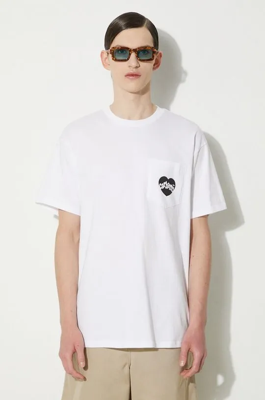 Carhartt WIP cotton t-shirt Amour Pocket men’s white color with a print I033675.00AXX