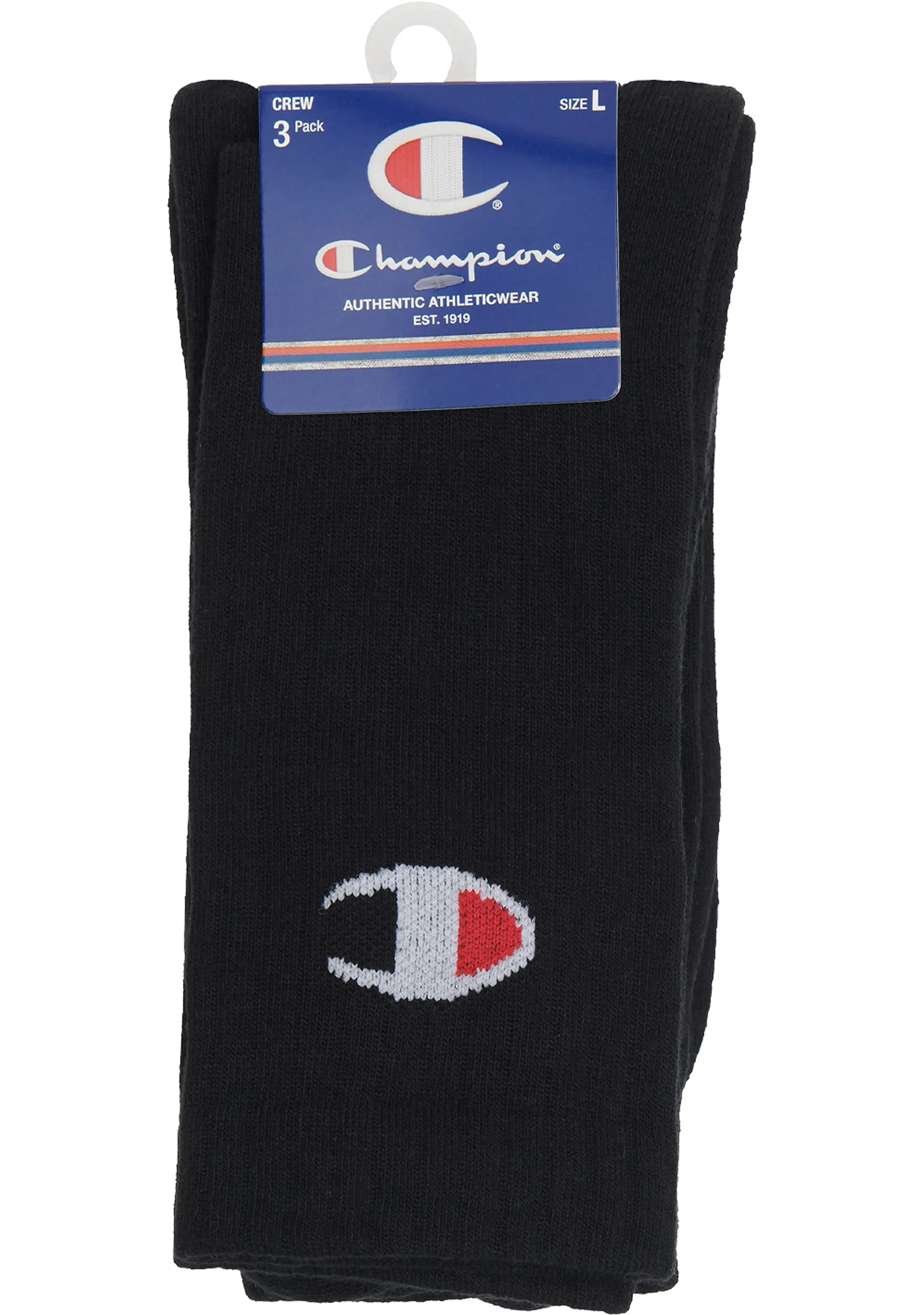 Champion C Logo Sport Crew Socks 3 Pack  SXQE3N Black