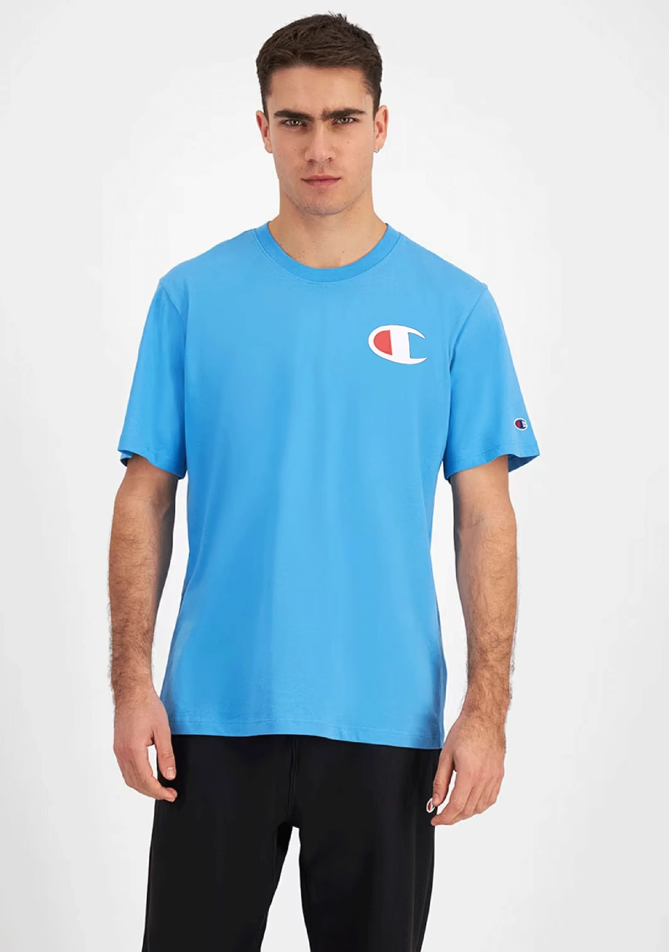 Champion Mens C Logo Short Sleeve Tee Almost Blue  AY68N IKJ