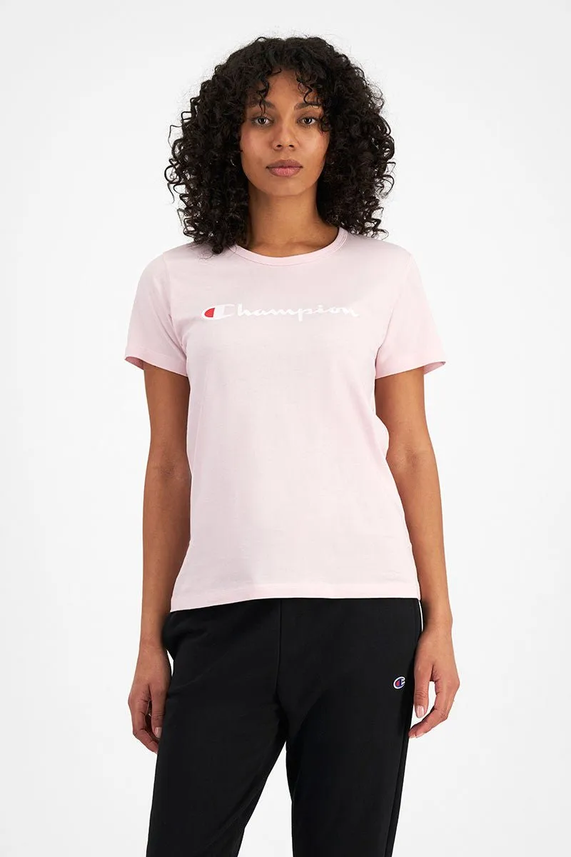 CHAMPION WOMEN'S SCRIPT SHORT SLEEVE PINK TEE