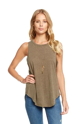 Chaser Vintage Jersey Knotted Drape Back Shirttail Tank