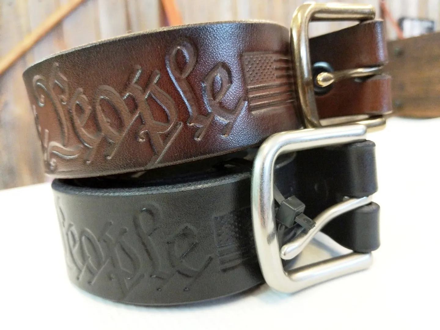 Custom Leather Belt - We The People