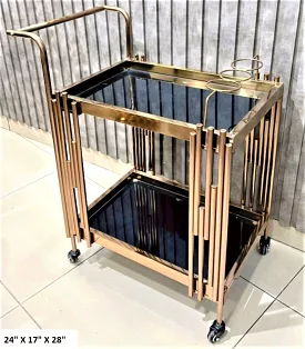 Elegant Gold Finish Trolley with Bottle Holder -SP001T