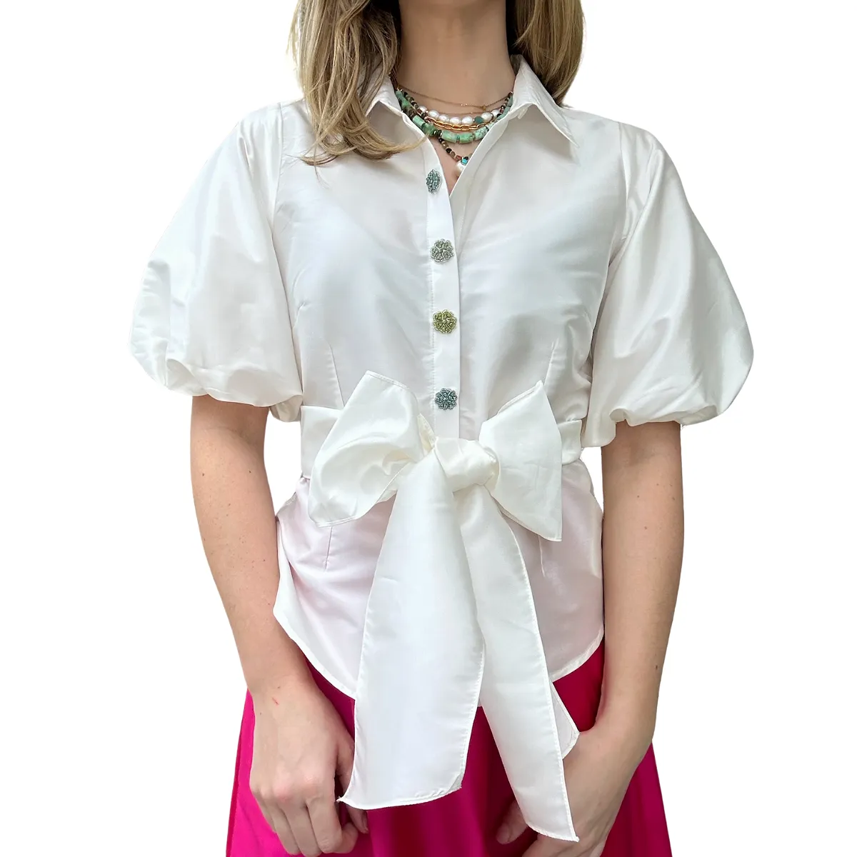 Emily Shalant Silk Button Blouse - (three colors)