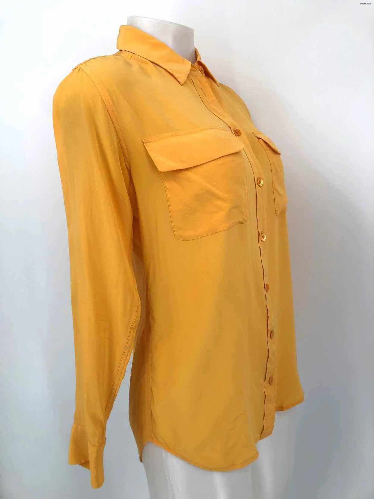 EQUIPMENT Yellow Silk Button Up Size X-SMALL Top