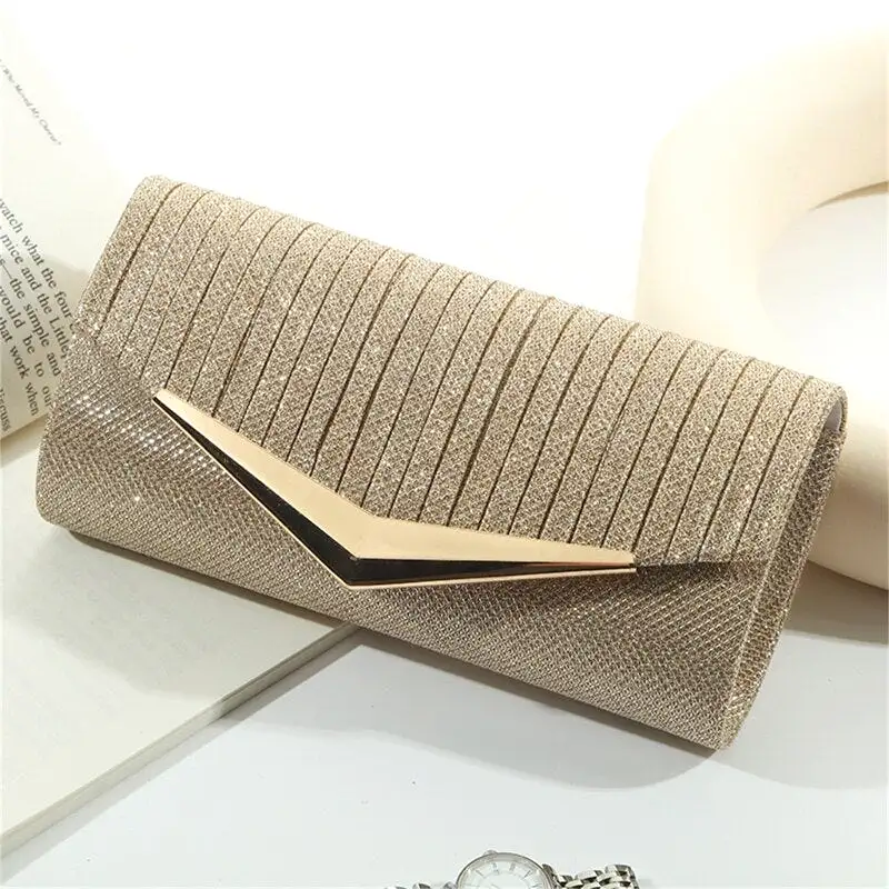 Fashion Women Evening Bag Party Banquet Glitter Bag for Ladies Wedding Clutches Handbag Elegant Shoulder Bag with Chain Purse