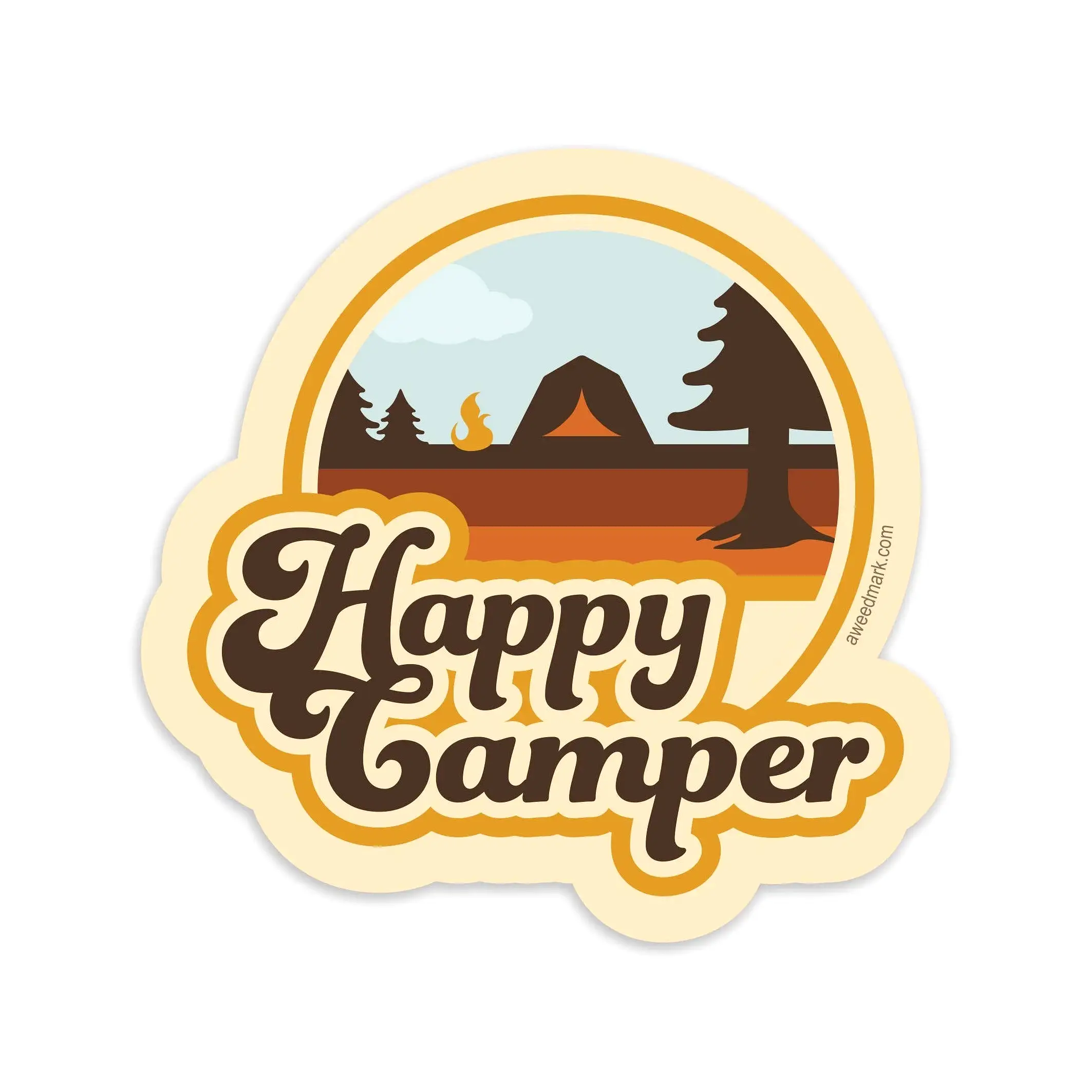 Happy Camper Retro Sticker