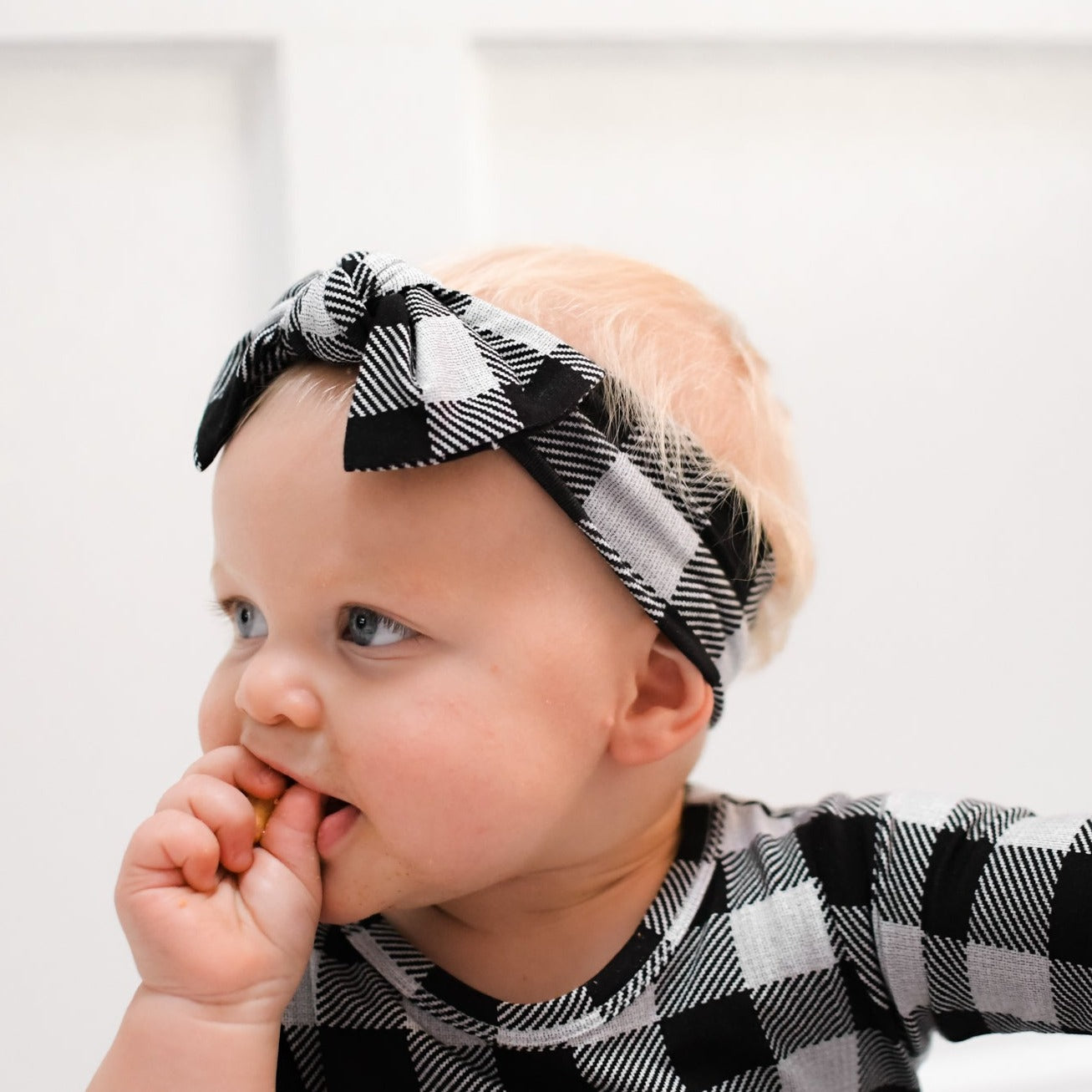 HEADBAND- Grey Buffalo Plaid