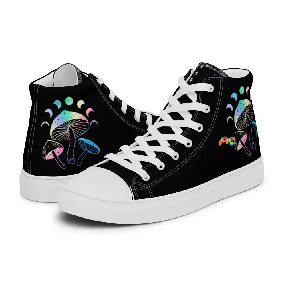 Holographic Mushrooms Women’s High Top Canvas Shoes