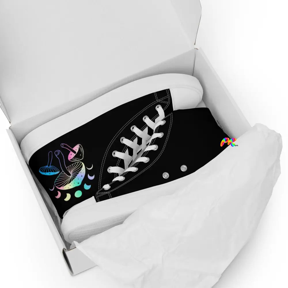 Holographic Mushrooms Women’s High Top Canvas Shoes