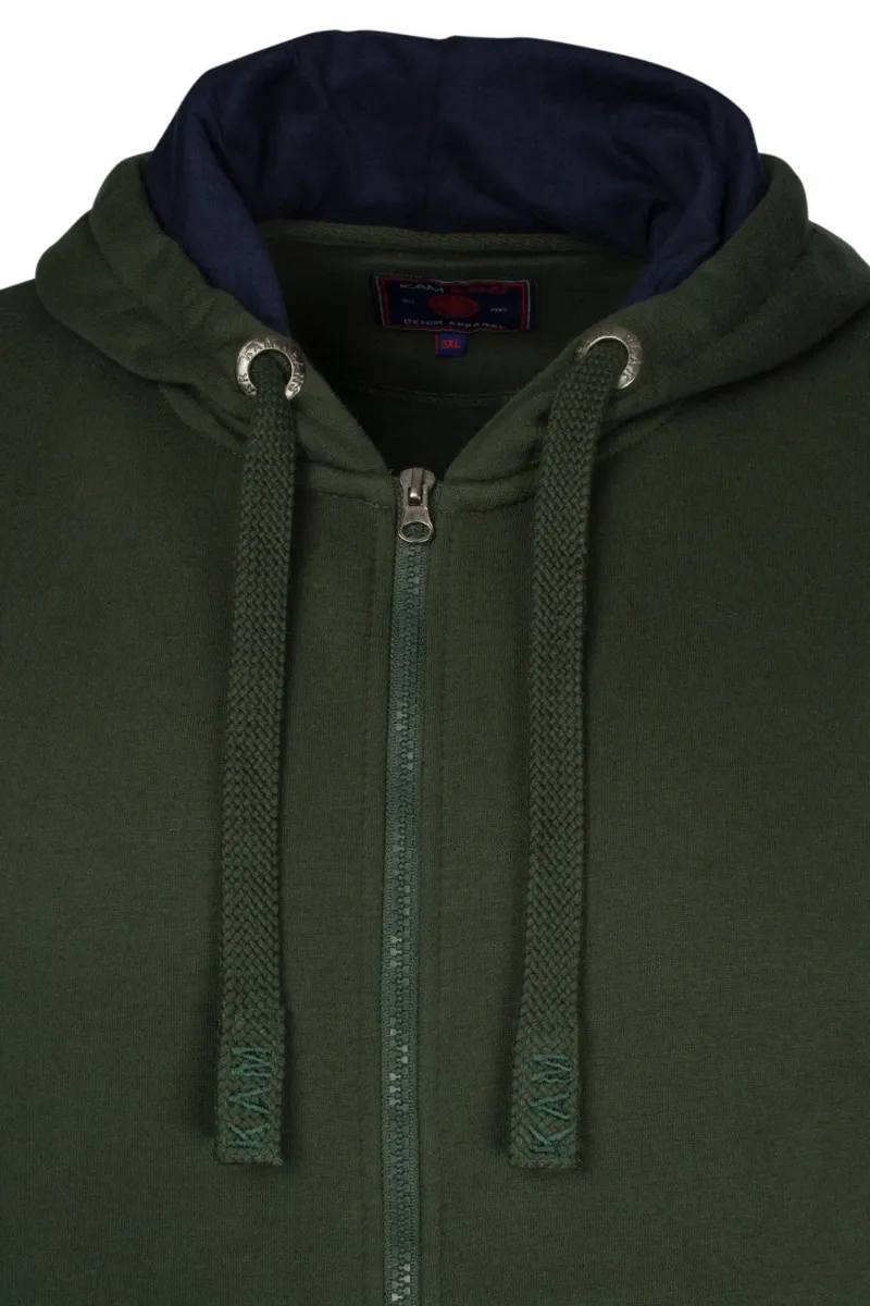 Kam Classic Zip Through Hoody - Olive