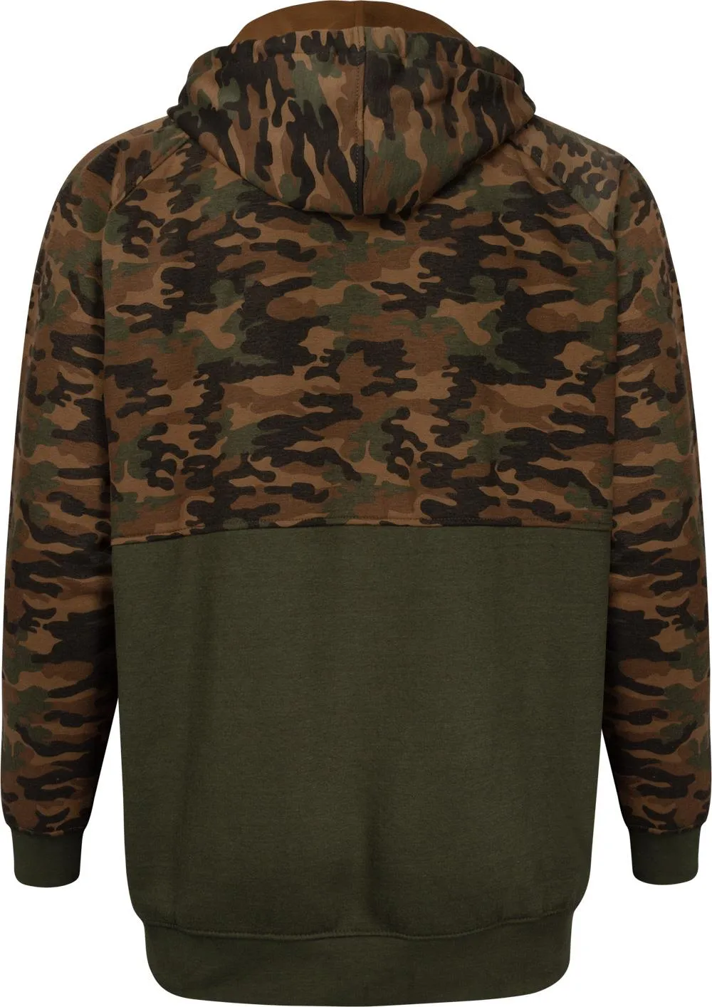 Kam Cut & Sew Camo Panel Full Zip Hoody - Khaki