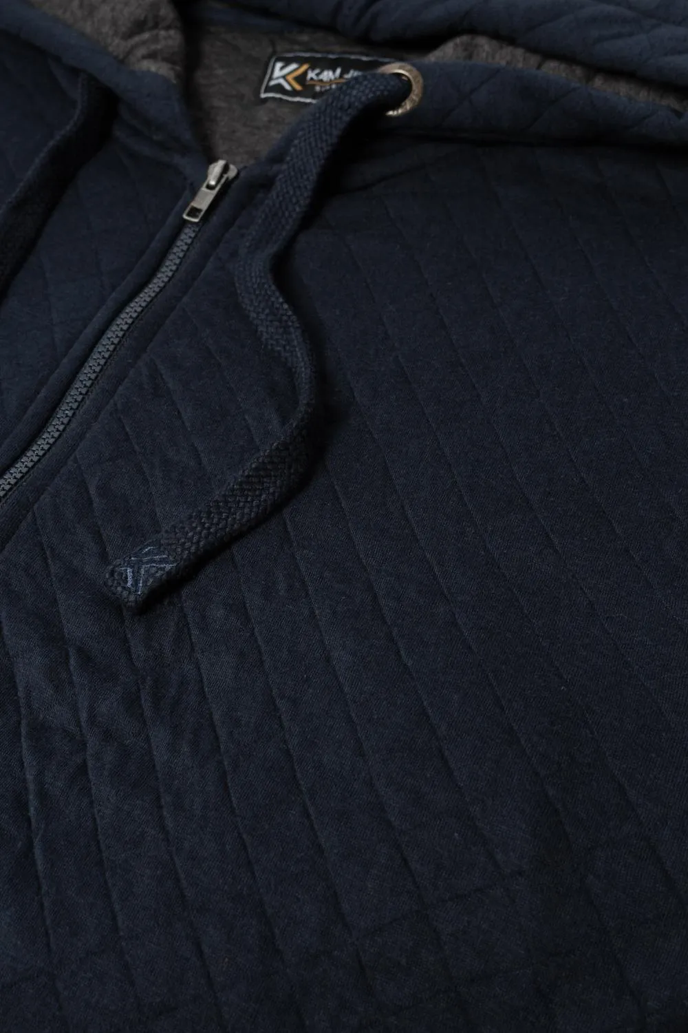 Kam Quilted Jersey Zip Through Hoody - Navy