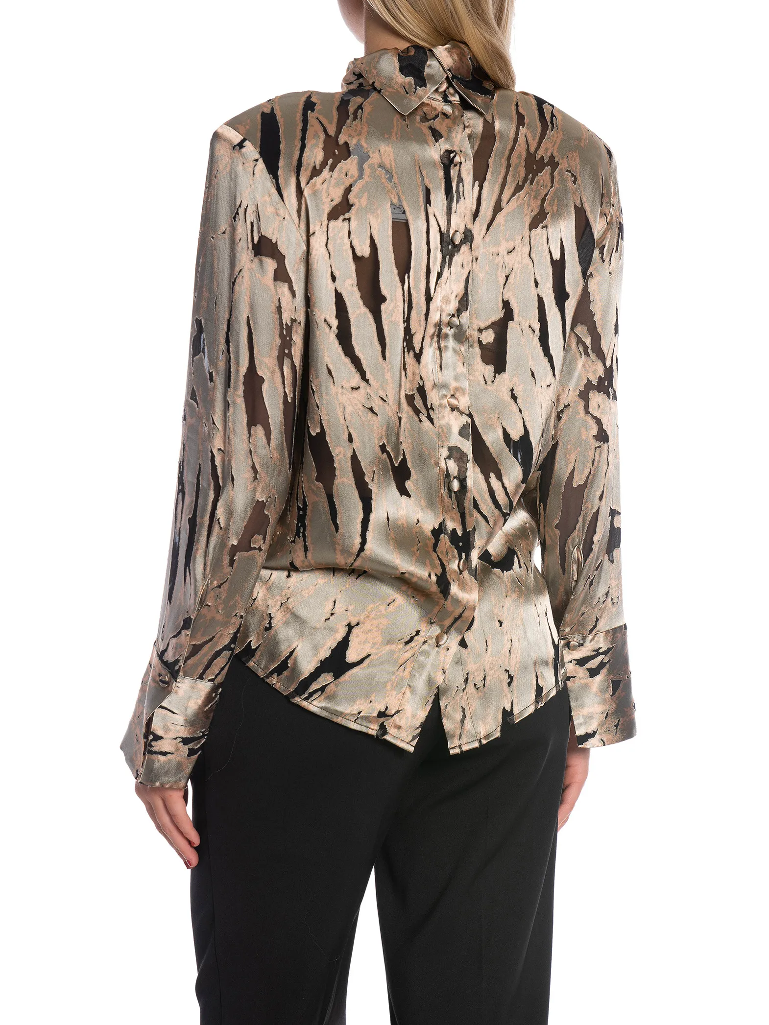 MALINA BLOUSE AWA SILK BLEND BUTTON BACK DUSK