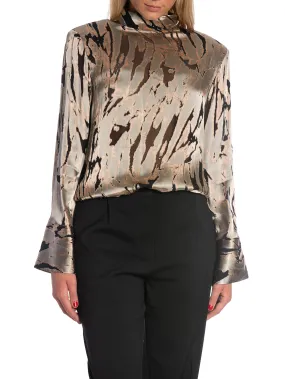 MALINA BLOUSE AWA SILK BLEND BUTTON BACK DUSK