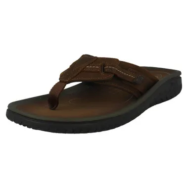 Mens Clarks Adjustable Strap Toe Post Sandals - Wesley Sun