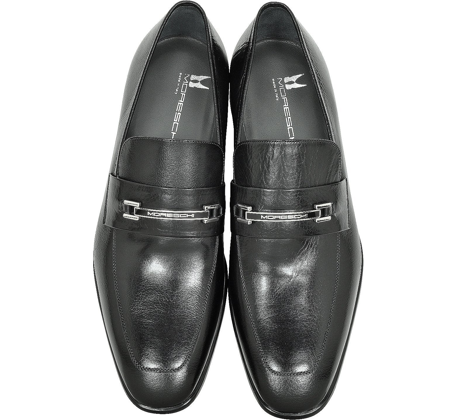 MORESCHI Santiago Signature Buffalo Leather Loafer - Black