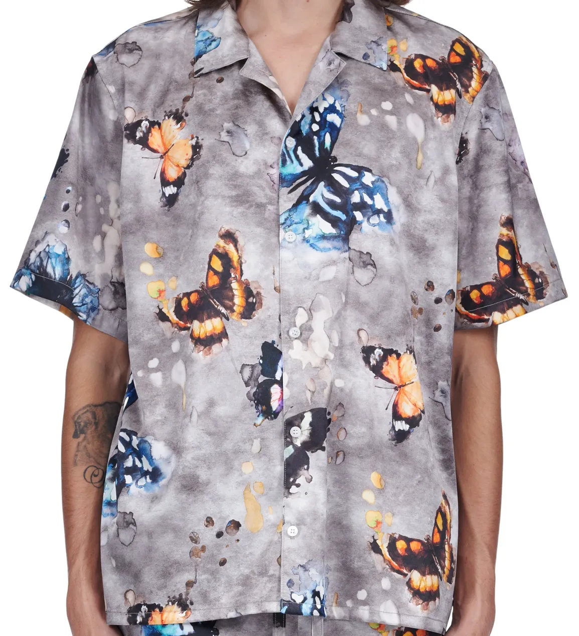 NAHMIAS - Butterfly Silk S/S Button Down (grey)