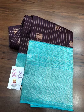 Neelima , elegant Blue Designer Kanjeevaram Saree with Beautiful Motifs-SACH001BS