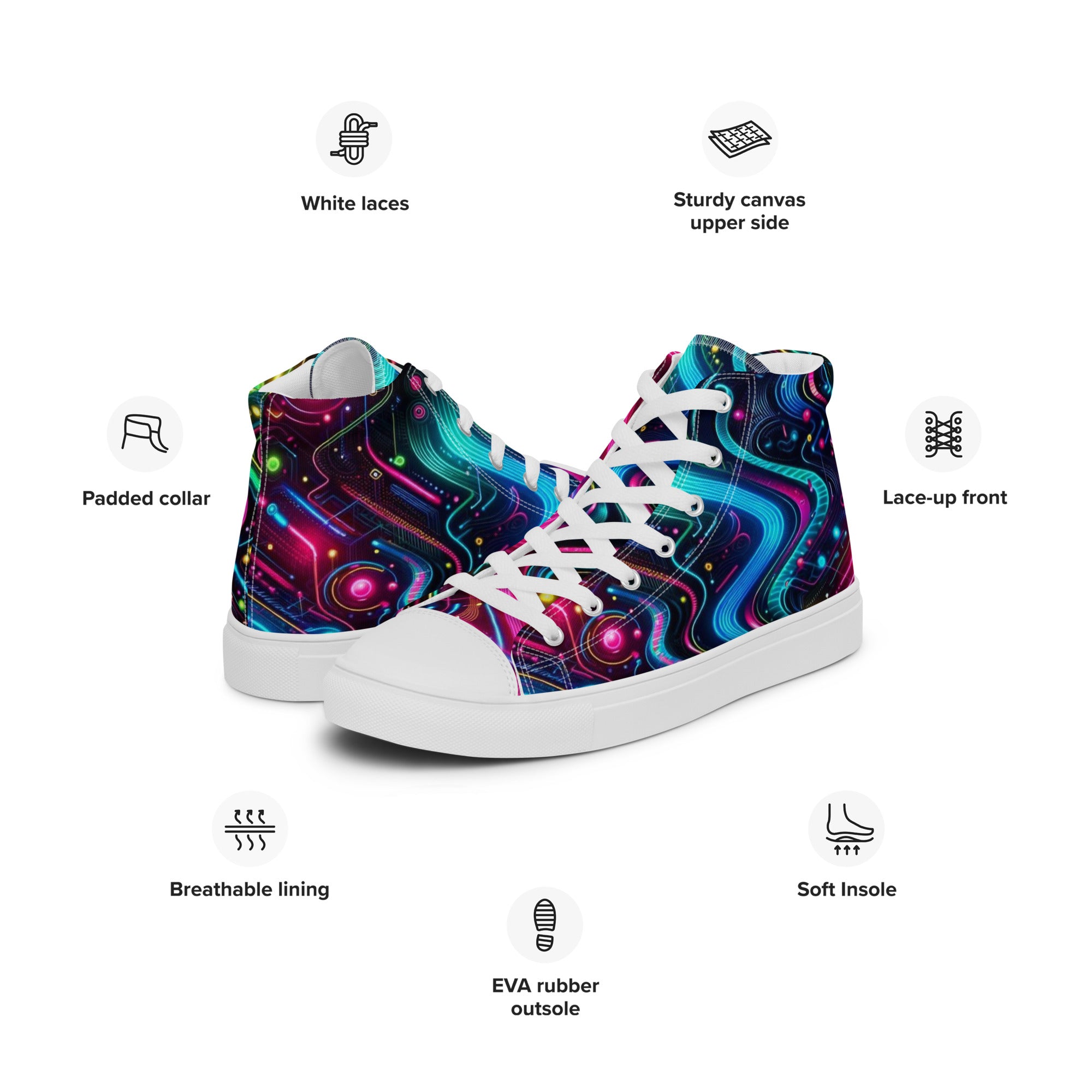 Neon Pulse High Top Canvas Rave Shoes