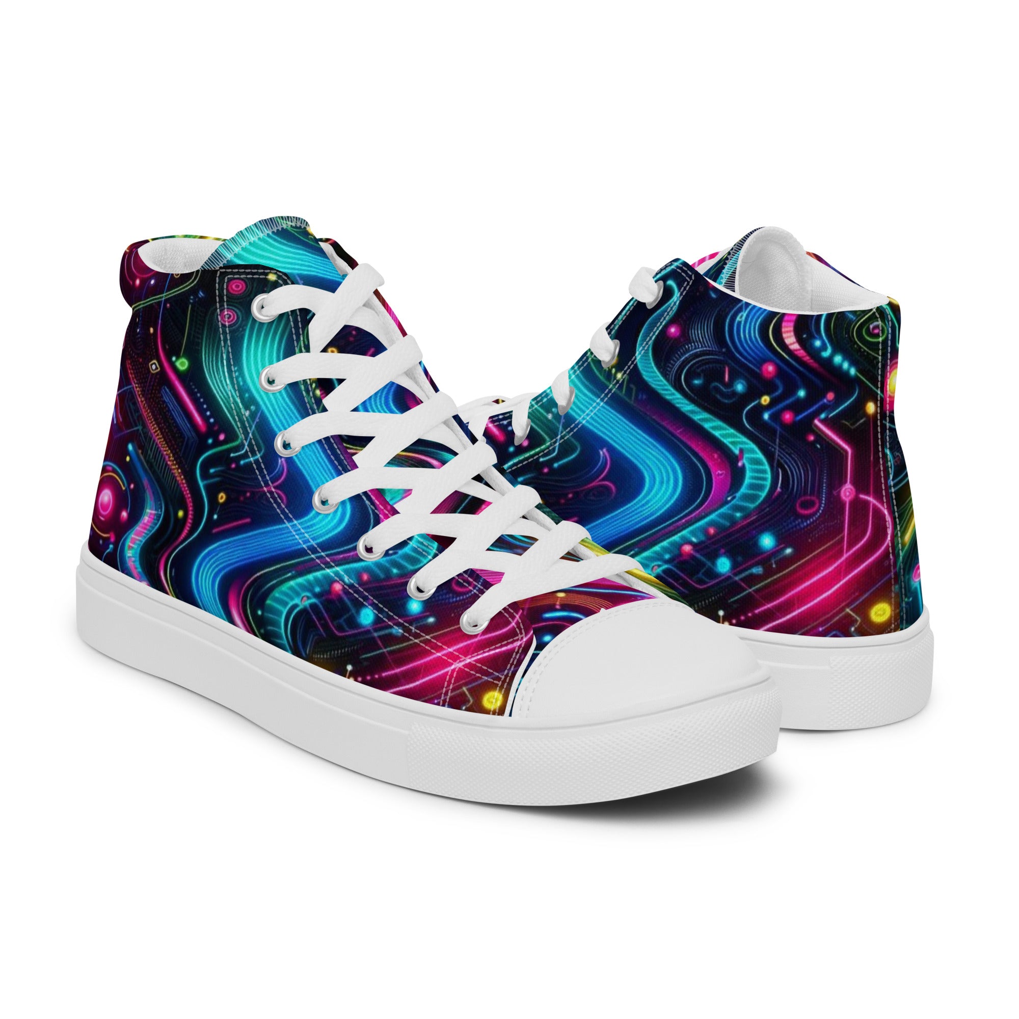 Neon Pulse High Top Canvas Rave Shoes