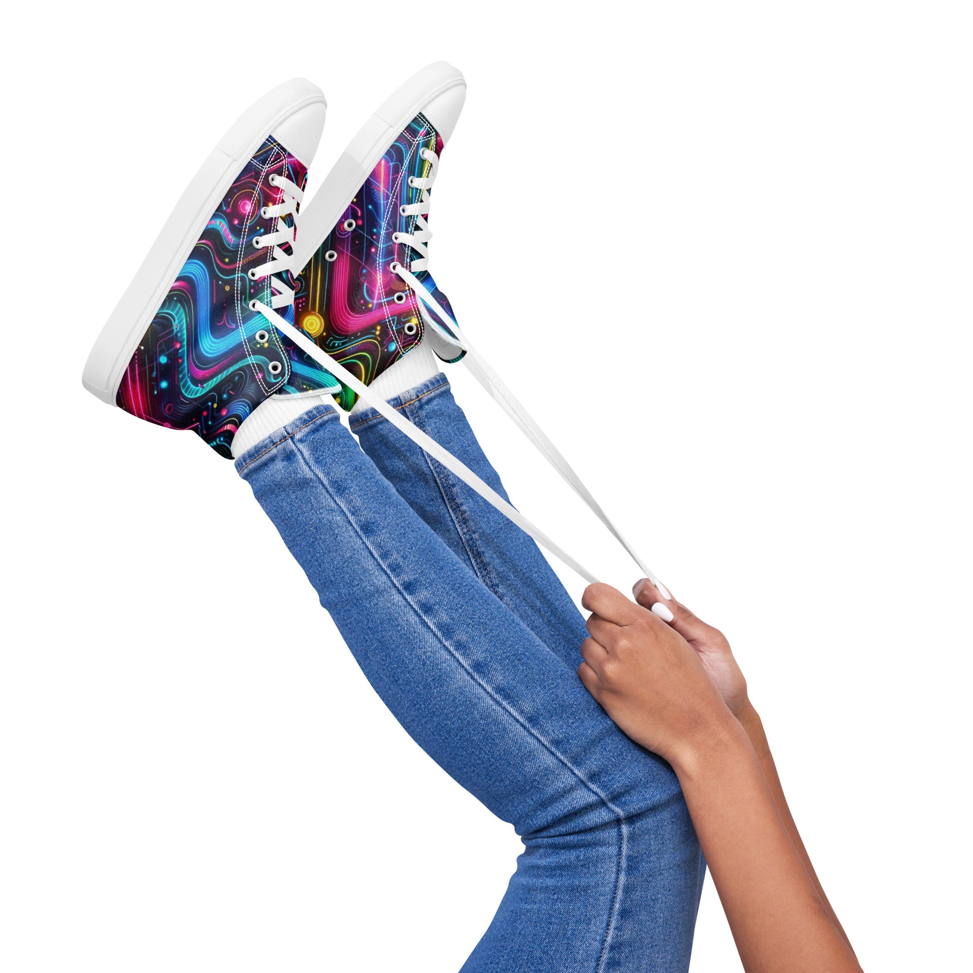 Neon Pulse High Top Canvas Rave Shoes