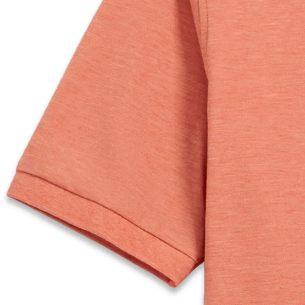 Pima and Silk Pique Short Sleeve Three-Button Polo in Coral Heather by Scott Barber