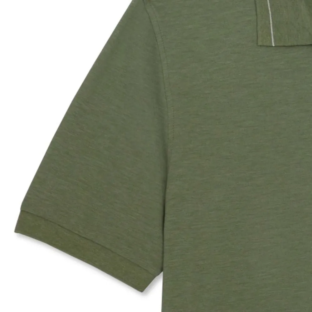 Pima and Silk Pique Short Sleeve Three-Button Polo in Sage by Scott Barber