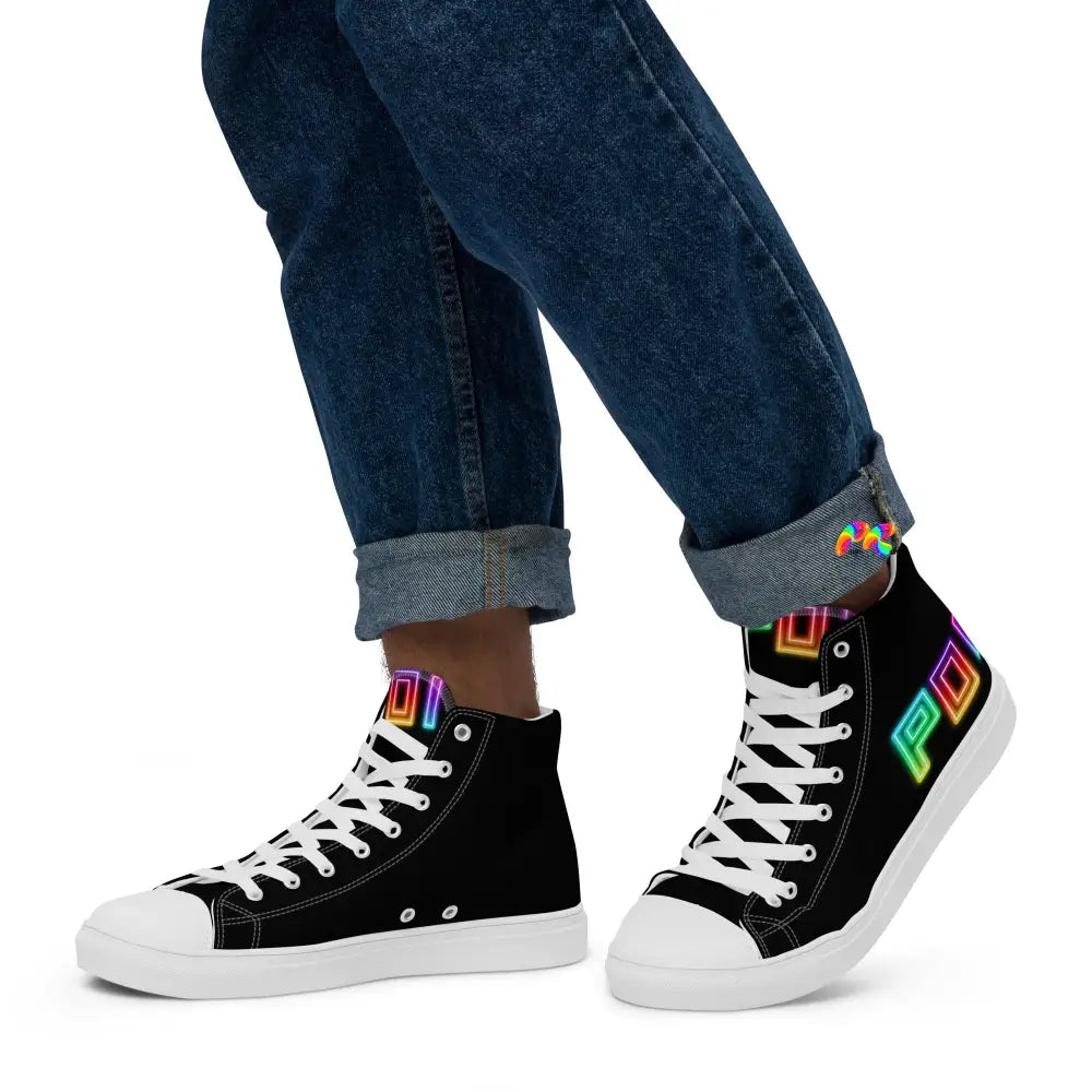 POI Men’s Black High Top Canvas Shoes