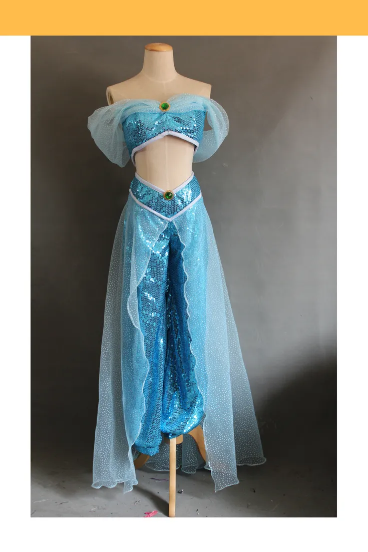 Princess Jasmine Aladdin Sequin Fabric Cosplay Costume