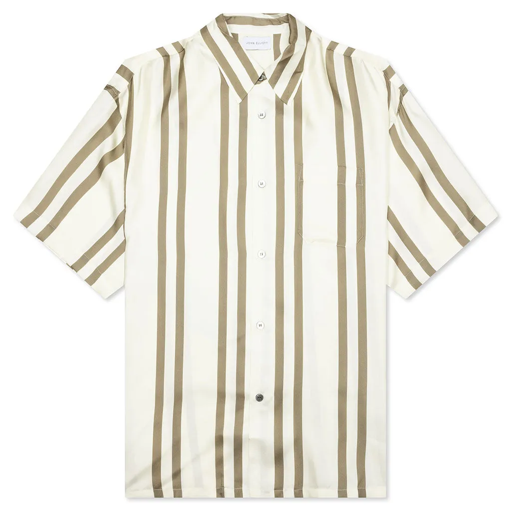 Silk S/S Button Up - Bark Stripe/Salt