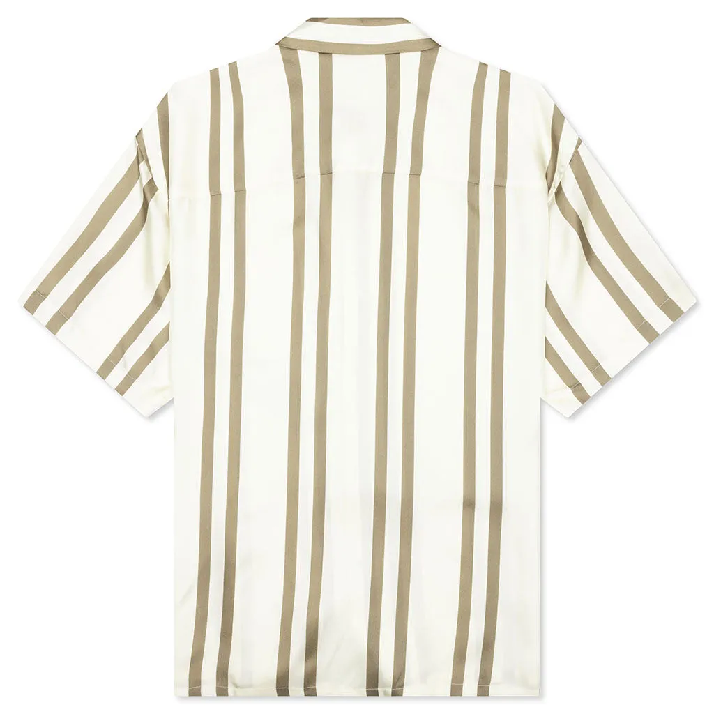 Silk S/S Button Up - Bark Stripe/Salt