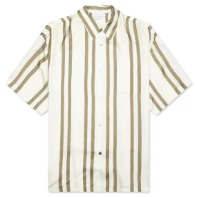 Silk S/S Button Up - Bark Stripe/Salt